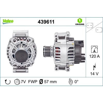 Imagen de VALEO 439611 Alternador 14V 120A MERCEDES BENZ: Clase C T modell