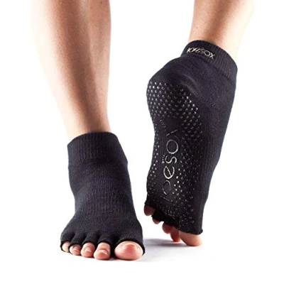 Imagen de ToeSox Half Toe Ankle Calcetines de Yoga, Unisex Adulto, Negro, S
