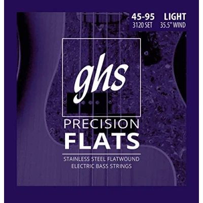 Imagen de GHS cuerdas 3120 mediana escala, 4 Bass precisión pisos, acero inoxidable Flatwound, 35,5 &quot;bobinado, luz (.045 .095)
