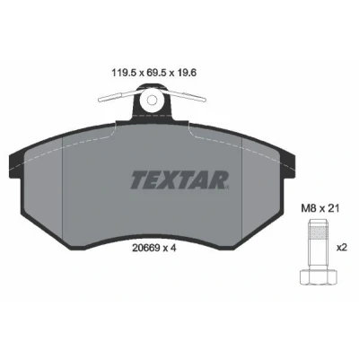 Imagen de TEXTAR 2066921 Juego de pastillas freno no preparado para indicador desgaste con tornillos pinza AUDI: A4 B5 Berlina, Avant