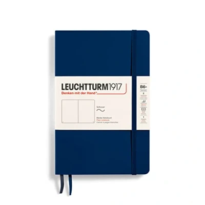 Imagen de LEUCHTTURM1917 358319 Libreta de notas Paperback (B6+) tapas blandas, 123 páginas numeradas, lisa, azul marino