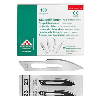 Imagen de Shehadeh 100 cuchillas estériles para bisturí Figura 23 soporte de n.º 4