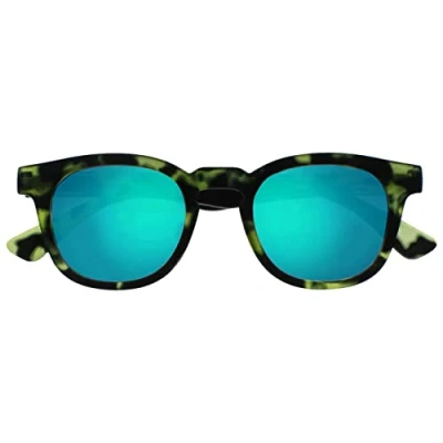 Imagen de OPULIZE Bay Gafas de Lectura Solares Montura Ancha Redonda Verde Carey Mate Resistente a los Arañazos Bisagras con Muelle Lente Tintado Protección UV400 Hombre Mujer S97 6 +3.00
