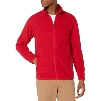 Imagen de Amazon Essentials Chaqueta de Felpa con Cremallera Completa (Disponible en Tallas Grandes y Largos Especiales) Hombre, Rojo, L