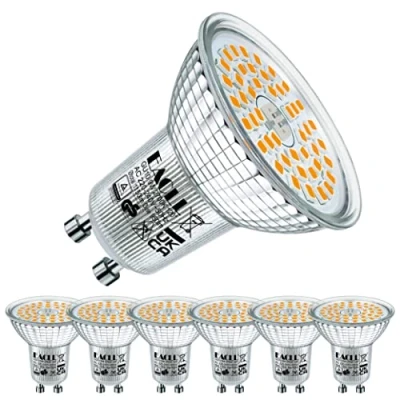 Imagen de EACLL Bombillas LED GU10 Blanco Cálido 9W Equivalente 125W Halógena, Pack de 6, Focos Sin Parpadeo AC 230V, 2700K 950 Lúmenes 120 Spotlight, Lámpara Reflectora no Regulable