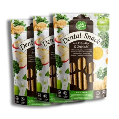 Imagen de Irish Pure Paquete de aperitivos dentales para perros, 3 palitos 150 g, sin cereales, recompensa 100 % natural, golosinas saludables
