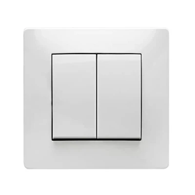 Imagen de FAMATEL Doble conmutador Interruptor de empotrar Serie Habitat 15 Fácil instalación Alta estanqueidad del producto 10A 250V Blanco