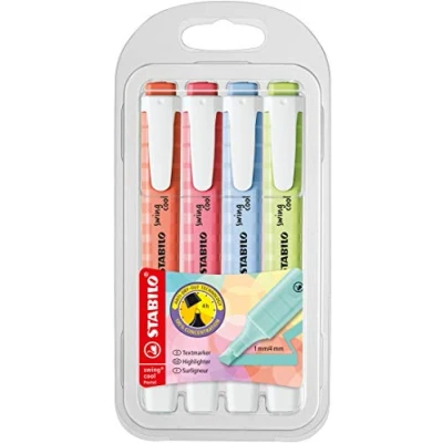 Imagen de Rotulador stabilo fluorescente swing cool pastel estuche de 4 unidades colores surtidos