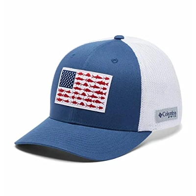 Imagen de Columbia PFG Gorra Unisex de Malla con Bandera Peces, Corona Alta, Negro/Grafito, Talla XXL