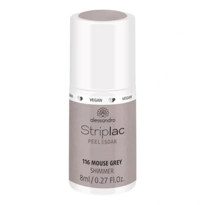 Imagen de alessandro Striplac Peel or Soak Mouse Grey Esmalte de uñas LED en gris suave Para perfectas 15 minutos 1 x 8 ml