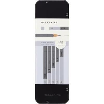 Imagen de Moleskine Graphite Drawing Pencil Set (5 Graded Pencils), Black, Grey