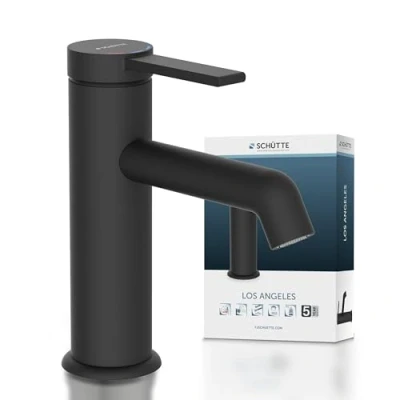 Imagen de SCHÜTTE LOS ANGELES 33106 Grifo de baño con desagüe, monomando para tapón desagüe desplegable, color negro