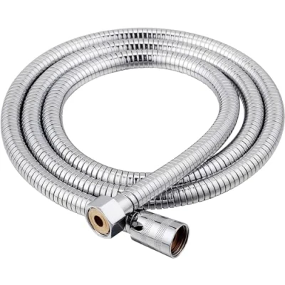 Imagen de Ferrestock Fontastock Flexo de acero inoxidable Manguera Ducha 1,70 a 2 metros con juntas latón, Rosca Hembra 1/2 y tuercas sujeción cónica hexagonal, Cromo (Nuevo modelo)