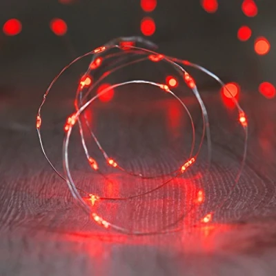 Imagen de Lights4fun Guirnalda de Luces con 20 Micro LED Luz Roja a Pilas