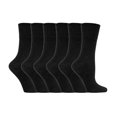 Imagen de IOMI 6 pares mujer sin elasticos diabeticos calcetines para la circulacion (37 42 eur, Black LA1)