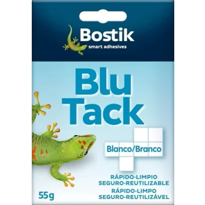 Imagen de BOSTIK Blu Tack Blanco, Masilla Adhesiva Cuarteada, Moldeable y Reutilizable, Fijación de Todo Tipo Objetos, Limpia, Segura Fácil Usar, Sustituye Chinchetas Cintas Adhesivas, Sobre 55 g