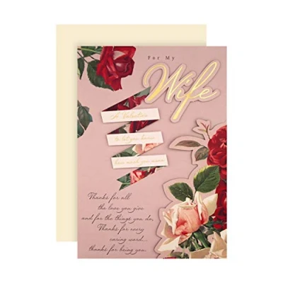 Imagen de Hallmark Tarjeta de San Valentín para esposa Pop up, diseño floral clásico 3D