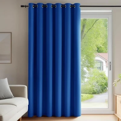 Imagen de Deconovo Cortinas Dormitorio Salon Opacas Moderna con Ojales, Termicas Aislantes Frio y Calor 200x280 cm(Ancho x Alto) Azul Cobalto, 1 Pieza