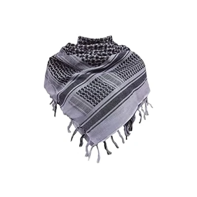 Imagen de Bufanda Shemagh de algodón suave, sombrero árabe para el sol, combate, desierto, Keffiyeh SAS, ejército, táctica, militar, cabeza, cuello, máscara, gris/negro, Talla única