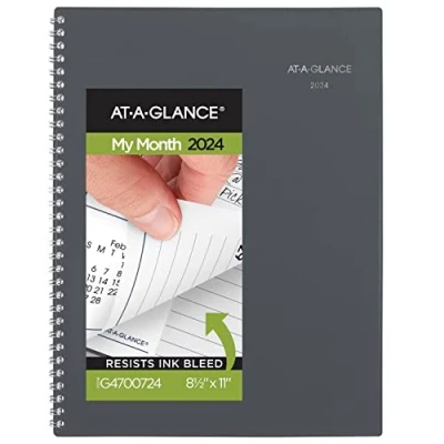 Imagen de AT A GLANCE DayMinder Agenda mensual 2024, 8 1/2 x 11 pulgadas, grande, gris (GC4700724)