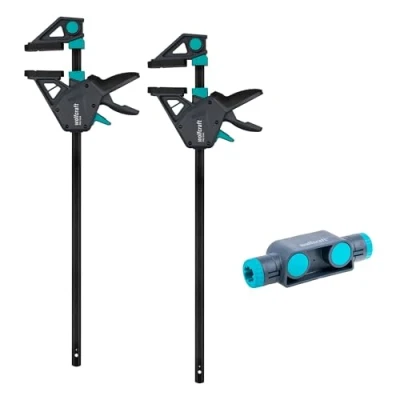 Imagen de wolfcraft Juego de 2 sargentos monomanuales XL Pro Max 450 mm y conector I 8663060 potentes abrazaderas para las más altas exigencias profesionales, incluido