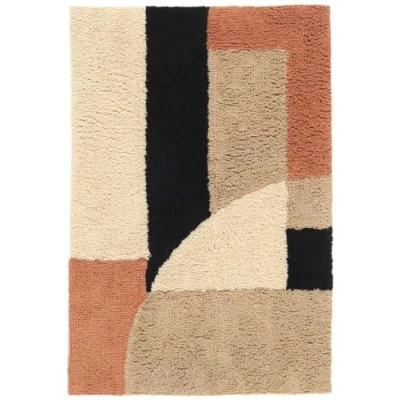 Imagen de RugVista Chateau Alfombra de baño, 90 x 60 cm Rectangular, Pelo Corto, baño Moderna, Lavable a máquina hasta 30C, 100% Algodón, Beige/Terra,