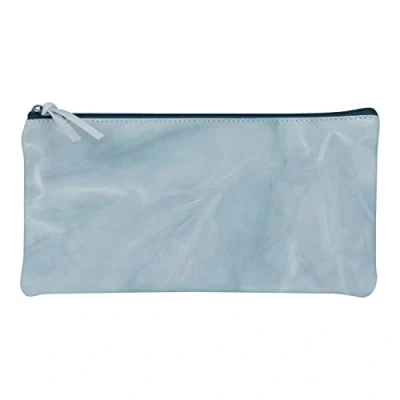 Imagen de Clairefontaine 410178C, Estuche escolar plano azul cielo patrón Tie &amp; Dye 22 x 11 cm de piel auténtica cordero, Suministro escolar, lápices colores, para lápices, Portaplumas