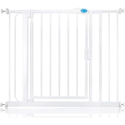 Imagen de Bettacare Puerta de Mascotas Auto Cierre, 96.6cm 103.6cm, Blanco, Escalera Ajuste a Presión para Perros y Cachorros, Barrera Seguridad Puertas, Pasillos Espacios