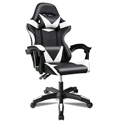 Imagen de Silla Gaming Ergonómica Reclinable con Cojín Lumbar y Cervical Altura Ajustable, Reposabrazos Acolchados, Ruedas 360 Ideal para Oficina, Escritorio, Teletrabajo, Estudio, Juego, Ordenador