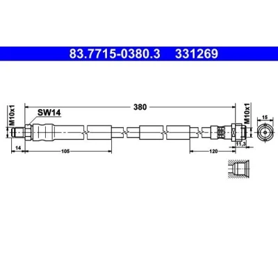 Imagen de ATE 83.7715 0380.3 Latiguillos de Freno 380 M10x1