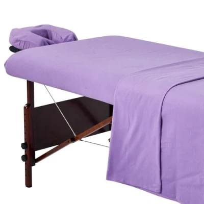 Imagen de Master Massage Tumbona de franela, juego 3 en 1, manta plana, funda almohada facial, color lila