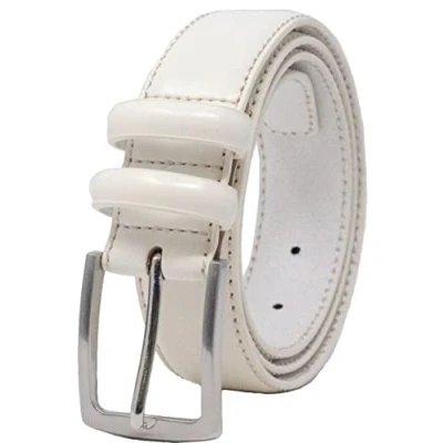Imagen de Ashford Ridge Cinturón de cuero doble bucle para hombre 33 mm Blanco 120cm