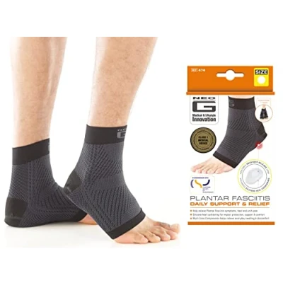 Imagen de Neo G Medias de Compresión para fascitis Plantar Talla M Calidad Grado Médico, almohadilla silicona. Ayuda a aliviar la plantar, presión y dolor en el talón 1 par Unisex