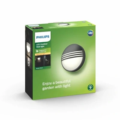 Imagen de Philips myGarden Yarrow Aplique de pared, iluminación exterior, 1 x 6 W, resina, blanco cálido, color negro