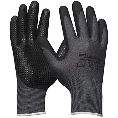 Imagen de Gebol Guantes de trabajo con botones para un agarre seguro, talla XXL (Gr 11), color gris, 1 par