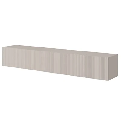 Imagen de Selsey Mueble De TV Mesa 140 cm Suspendido con Fachada Fresada Gris Beige Veldio