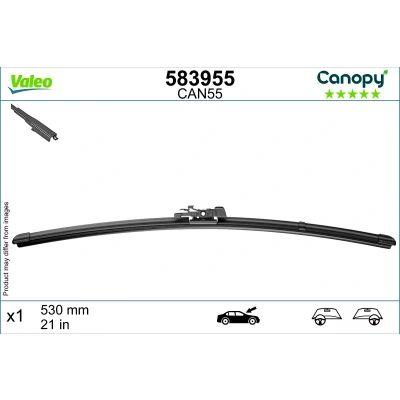 Imagen de limpiaparabrisas Valeo Canopy 583955 530mm Escobilla con hoja plana, Goma de &gt;80 % materiales sostenibles VOLVO: V70 2, S60 I