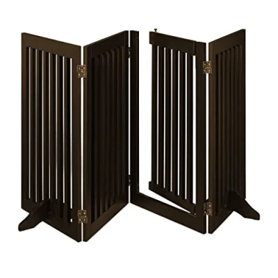 Imagen de Relaxdays Barrera Seguridad Niños, Valla Protectora, Puerta, 92x206cm, Plegable, Cerca Protección Bebés, Perros, Marrón, Tablero de Fibras