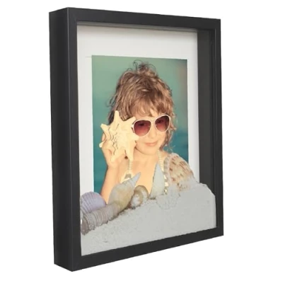 Imagen de BD ART 20 x 25 cm Box 3D Marco de Fotos con Paspartu 13 cm, Negro