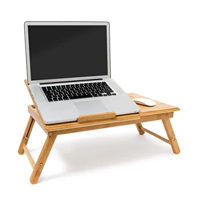 Imagen de Relaxdays Mesa Plegable para portatil, Bambú, Altura Ajustable, 30.5 x 72.5 35 cm, 2.1 Kg