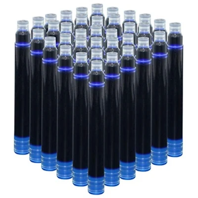 Imagen de Cartuchos de Tinta Pluma Estilográfica Jinhao Color Azul, Recambios para Plumas Tamaño Estándar Internacional, Diámetro del Agujero 2,6 mm, Caja 50