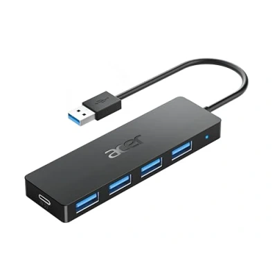 Imagen de Acer Hub USB 3.0, Adaptador Ultra Delgado de 4 Puertos, Divisor multipuerto con alimentación A 5V3A, Extensor Compatible Laptop y PC, 20 cm