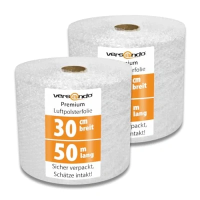 Imagen de versando 2 envoltorios de burbujas 50 m x 0,3 m, embalaje para mudanzas, papel capas