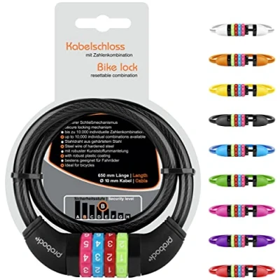 Imagen de Probock candado bicicleta niño de infantil combinacion números antirrobo 10 x 650 mm para Bici sin pedales, Scooter multicolor