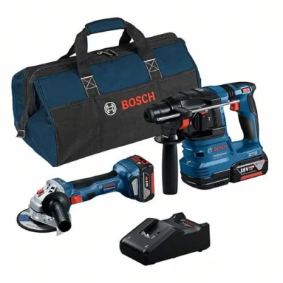 Imagen de Bosch Professional set de GWS 18V 7 + GBH 22 (incl. 2 baterías 4,0 Ah, cargador GAL 40, en bolsa herramientas)