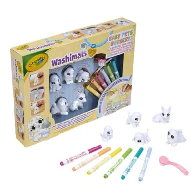Imagen de CRAYOLA Washimals Baby Pets Nursery Set de actividades para lavar y colorear a tus cachorros, ambiente guardería juguete regalo niños, partir 3 años, 74 7516