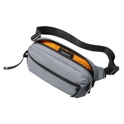 Imagen de tomtoc 1,5L Bolso de Pecho con Protección RFID, Hombres y Mujeres Bandolera, Impermeable Ligero Pequeño Hombro, Cruzada Viaje para Uso Diario al Aire Libre, Gris
