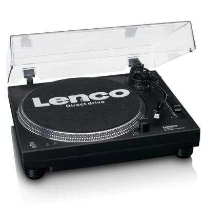 Imagen de Lenco L 3818 Tocadiscos con accionamiento directo DJ Pitch Control 33 y 45 rpm Preamplificador estéreo USB Salida RCA Digitalización a través de PC Negro, 3818BK