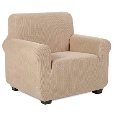 Imagen de TIANSHU Funda Elástica para sofá, Sofa 1 Plaza, Ajustables Fundas Elasticas, Proteger el de Sofá con Reposabrazos Antideslizante Antimanchas Lavable (Arena)