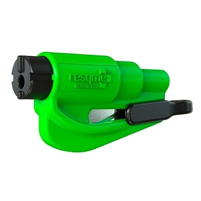 Imagen de resqme , la Herramienta de Escape Coche con Llavero Emergencia Original, Cortador cinturón Seguridad 2 en 1 y rompeventanas, Martillo Compacto, Verde